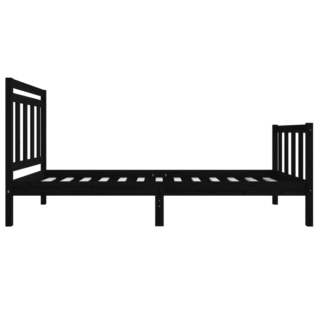 Cadre de lit Noir 75x190 cm Petit simple Bois massif Lits & cadres de lit vidaXL   