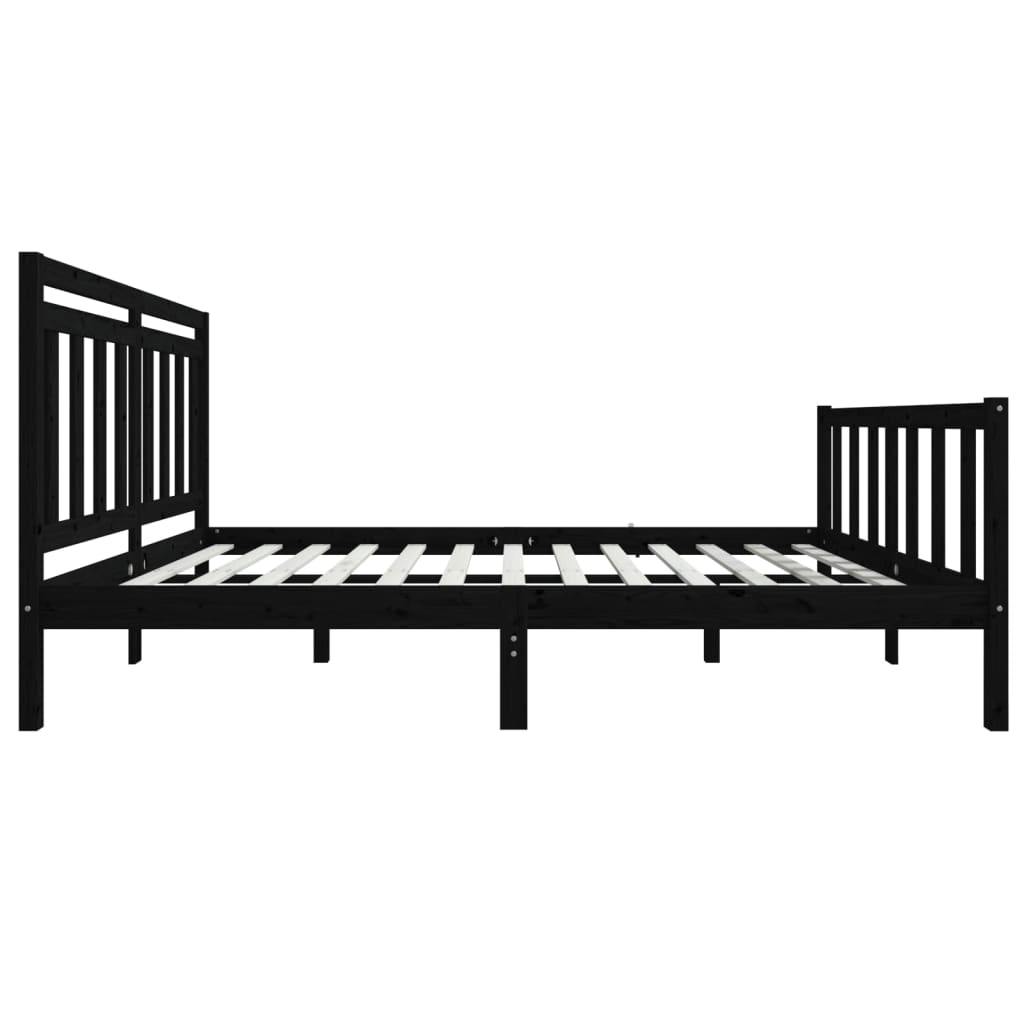 Cadre de lit Noir Bois massif 140x190 cm Lits & cadres de lit vidaXL   