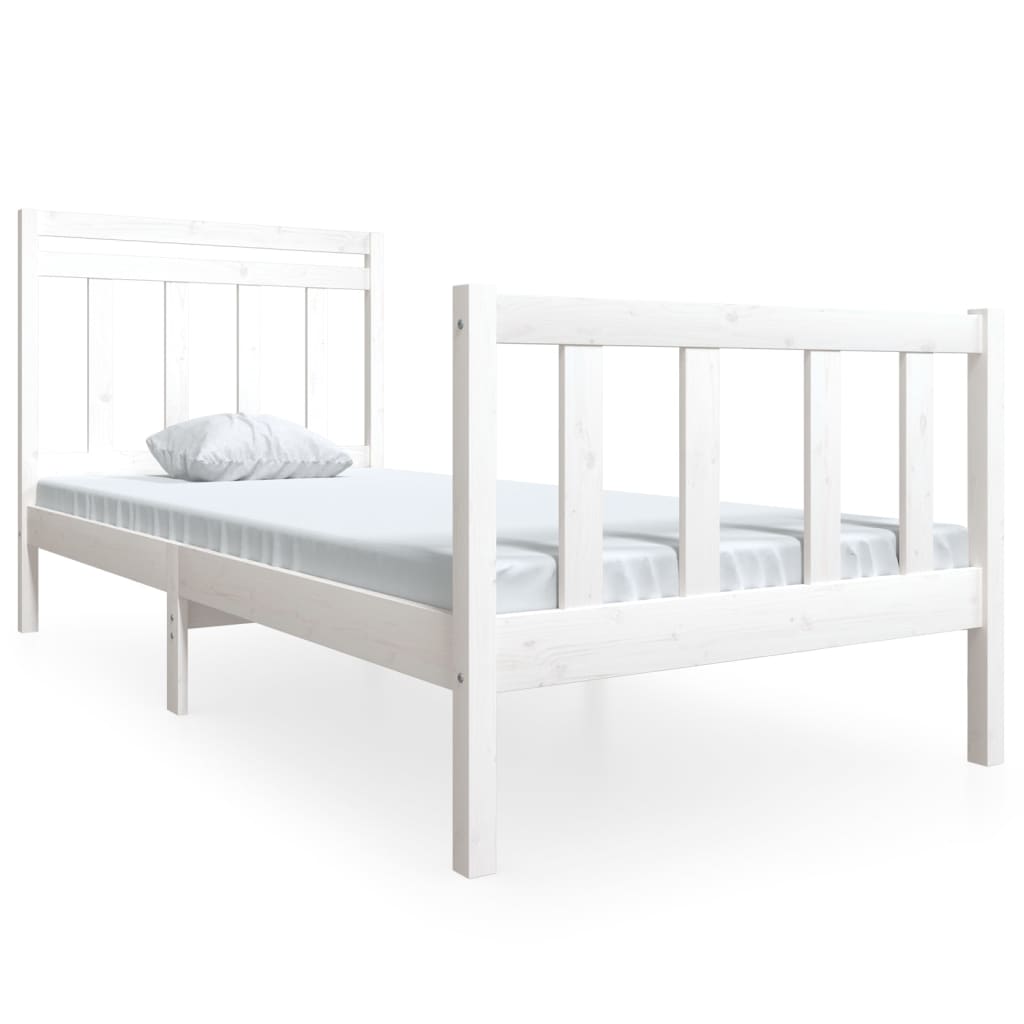 Cadre de lit Blanc Bois massif 90x200 cm Lits & cadres de lit vidaXL   