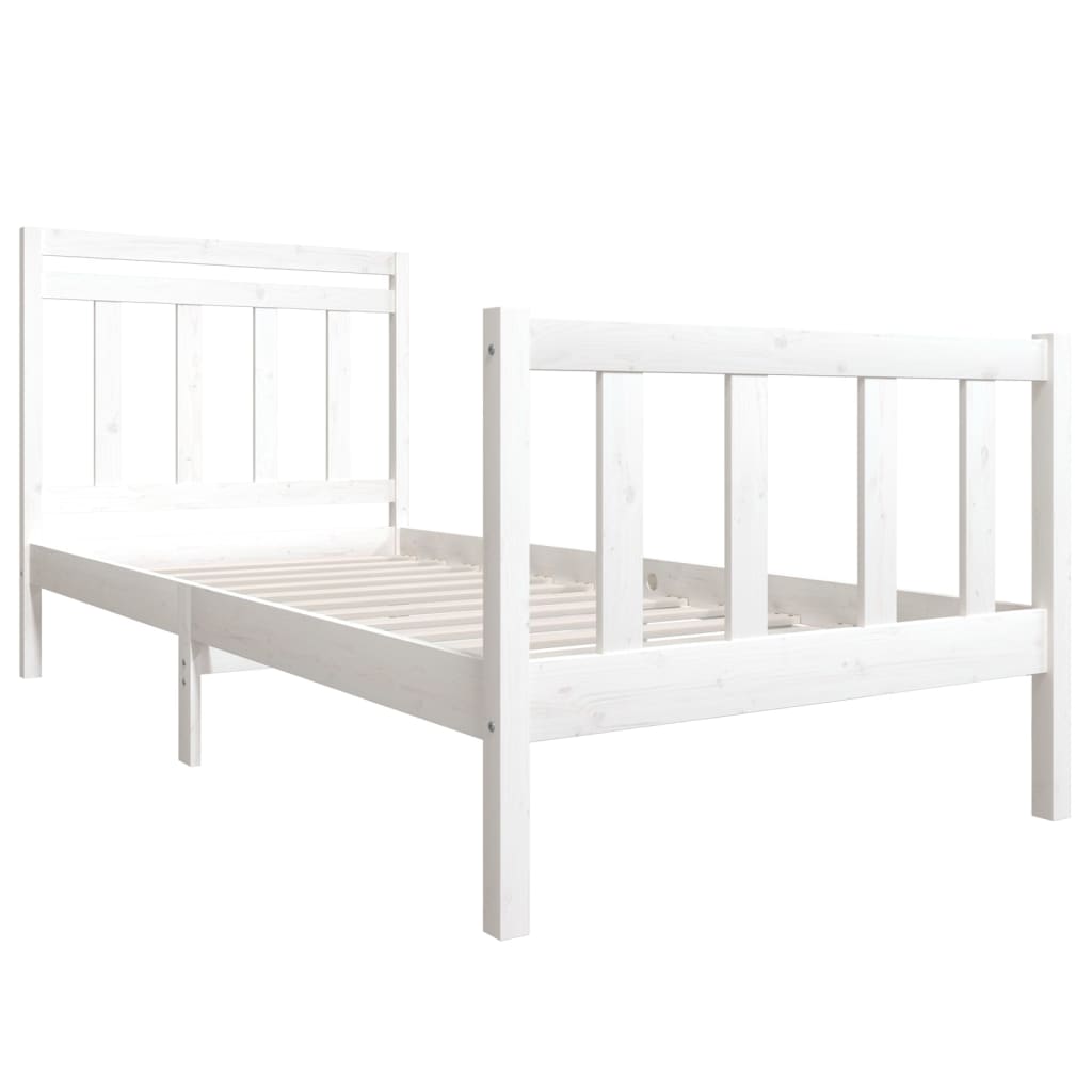 Cadre de lit Blanc Bois massif 90x200 cm Lits & cadres de lit vidaXL   