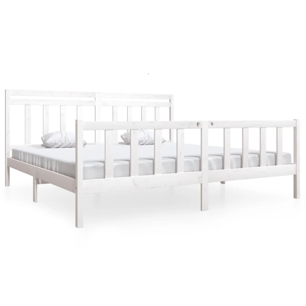 Cadre de lit Blanc Bois massif 200x200 cm Lits & cadres de lit vidaXL   