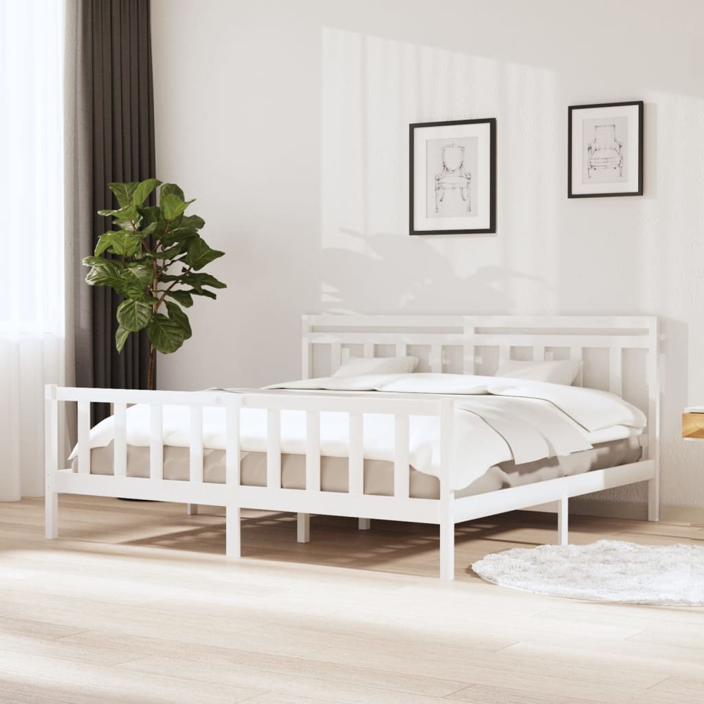 Cadre de lit Blanc Bois massif 200x200 cm Lits & cadres de lit vidaXL   