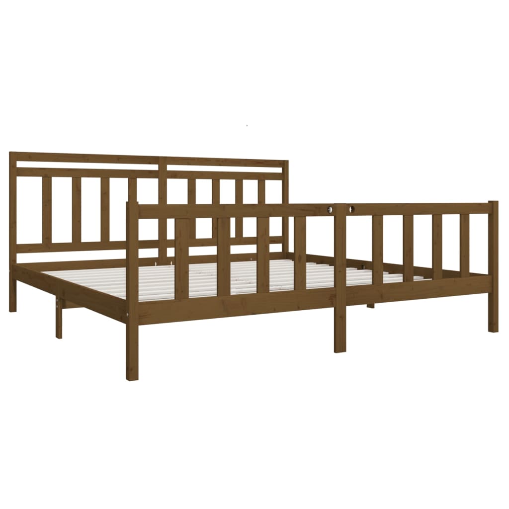 Cadre de lit Marron miel Bois massif 200x200 cm Lits & cadres de lit vidaXL   