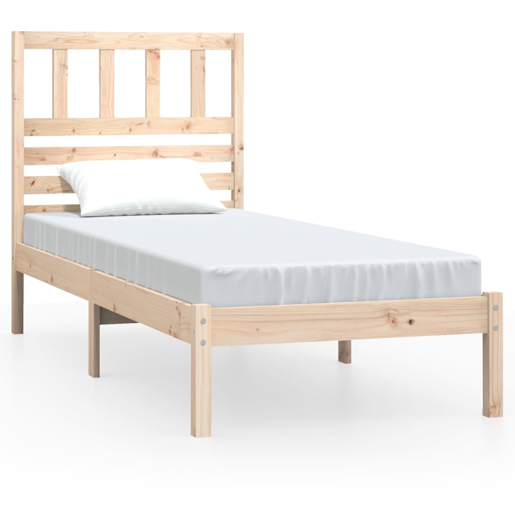 Cadre de lit 75x190 cm petit simple bois massif de pin Lits & cadres de lit vidaXL   