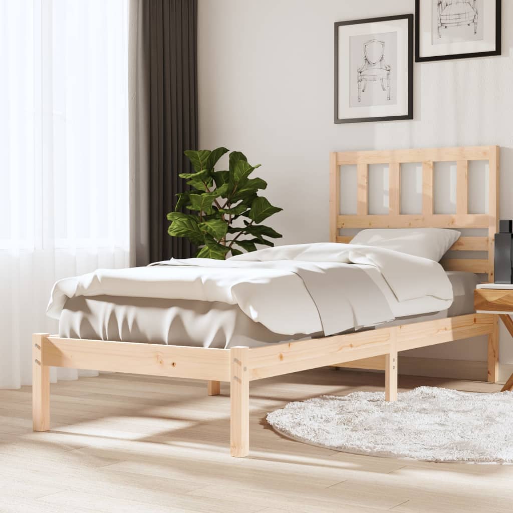 Cadre de lit 75x190 cm petit simple bois massif de pin Lits & cadres de lit vidaXL   