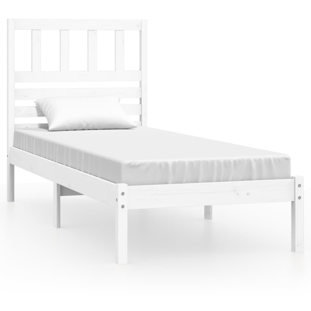 Cadre de lit blanc 75x190 cm petit simple bois massif de pin Lits & cadres de lit vidaXL   