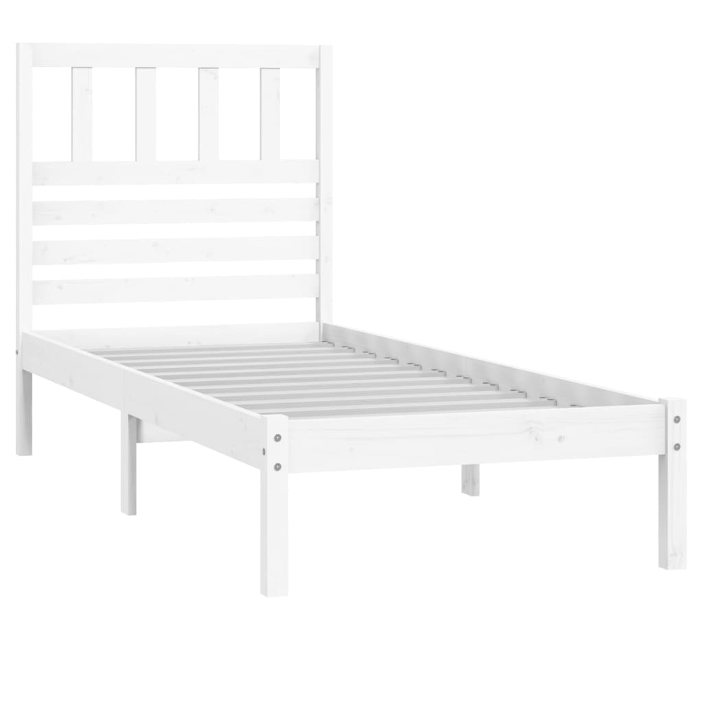 Cadre de lit blanc 75x190 cm petit simple bois massif de pin Lits & cadres de lit vidaXL   