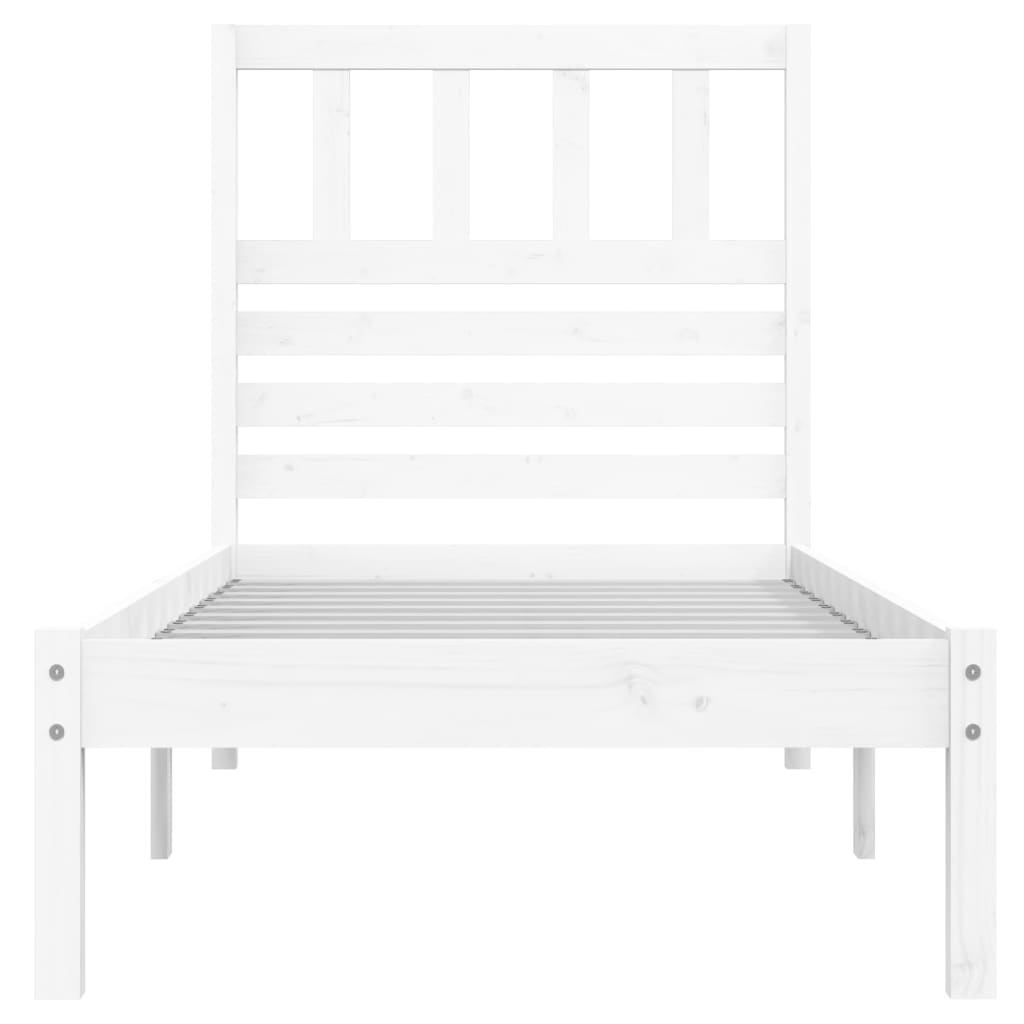 Cadre de lit blanc 75x190 cm petit simple bois massif de pin Lits & cadres de lit vidaXL   