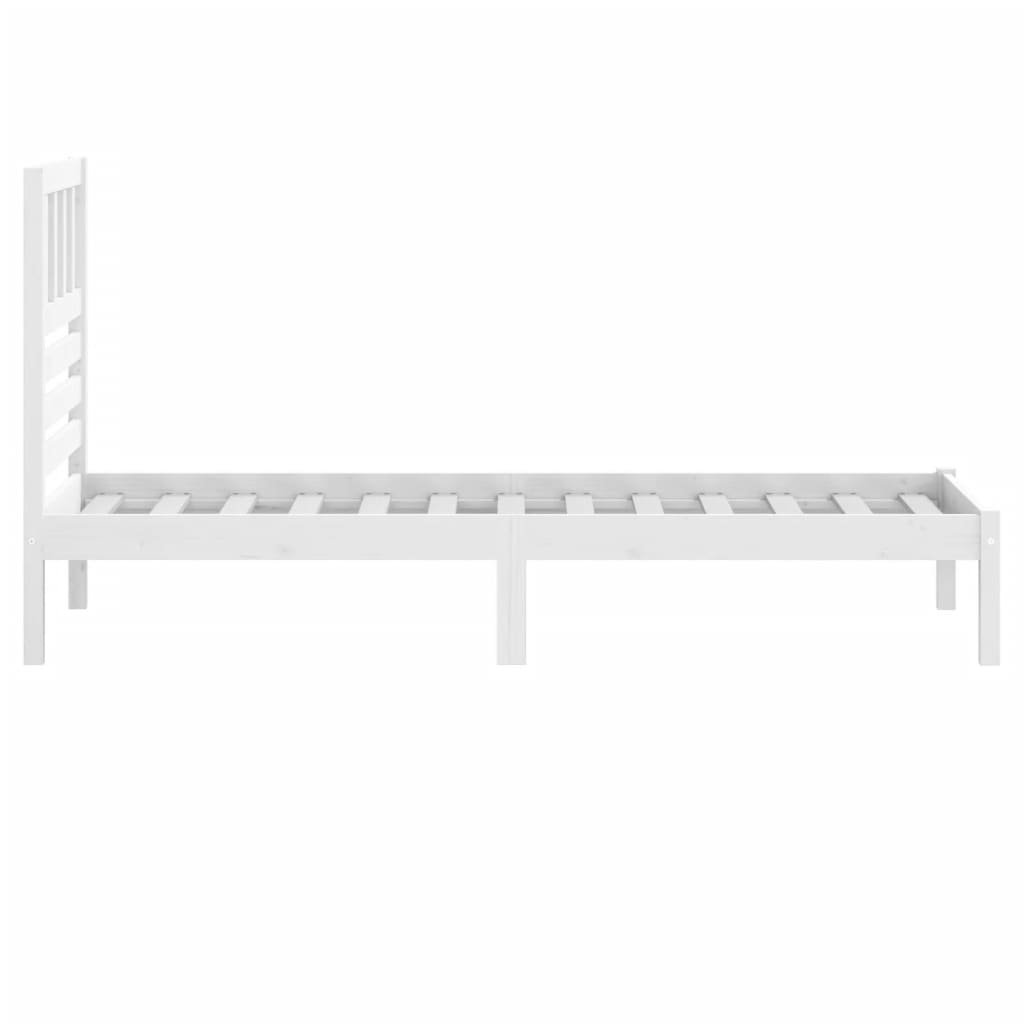 Cadre de lit blanc 75x190 cm petit simple bois massif de pin Lits & cadres de lit vidaXL   