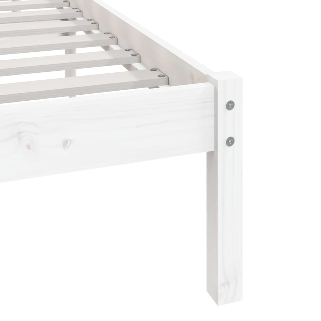 Cadre de lit blanc 75x190 cm petit simple bois massif de pin Lits & cadres de lit vidaXL   