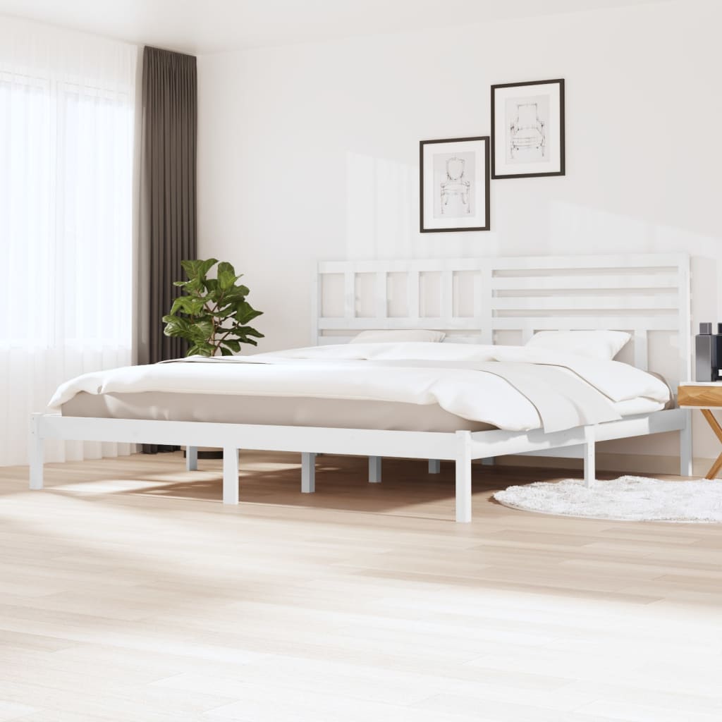 Cadre de lit blanc 180x200 cm Super King bois de pin massif Lits & cadres de lit vidaXL   