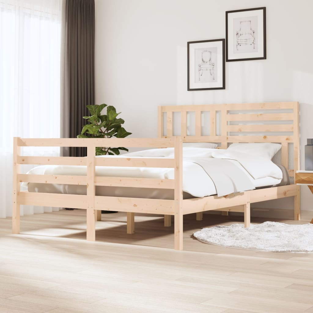 Cadre de lit 120x190 cm Petit double Bois massif Lits & cadres de lit vidaXL   