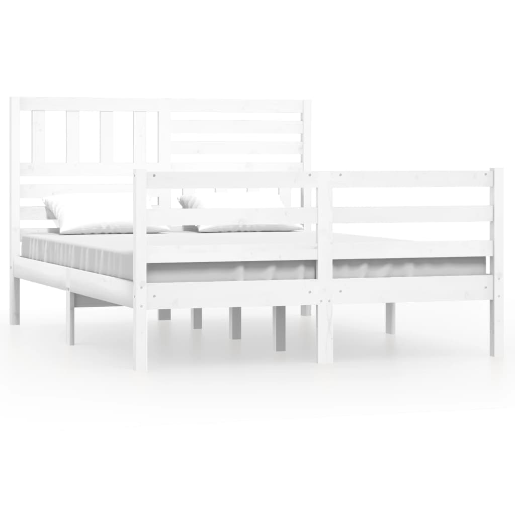 Cadre de lit Blanc 120x190 cm Petit double Bois massif Lits & cadres de lit vidaXL   