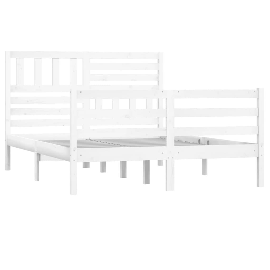 Cadre de lit Blanc 120x190 cm Petit double Bois massif Lits & cadres de lit vidaXL   