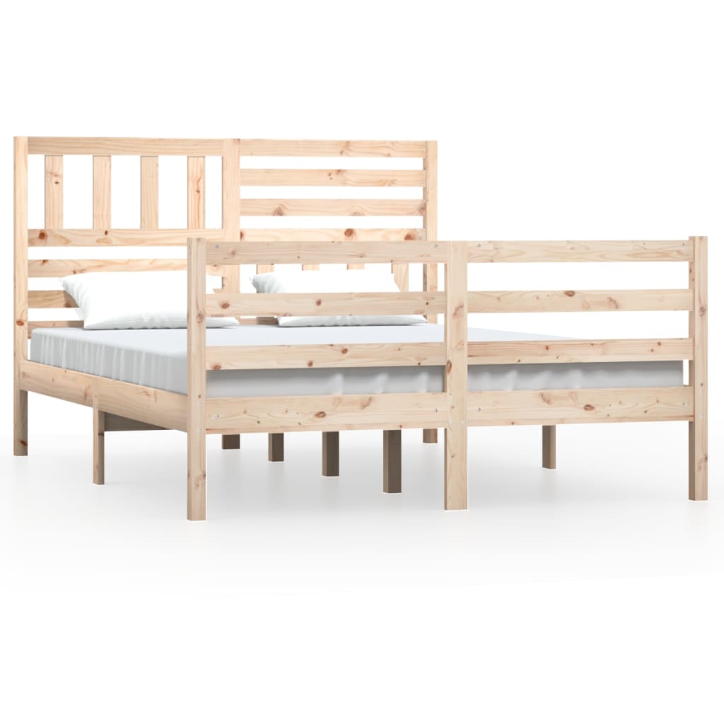 Cadre de lit 135x190 cm Double Bois massif Lits & cadres de lit vidaXL   