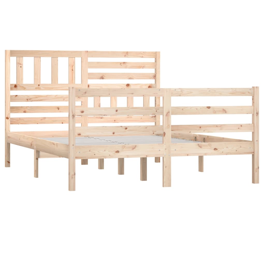 Cadre de lit 135x190 cm Double Bois massif Lits & cadres de lit vidaXL   