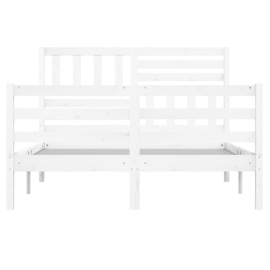 Cadre de lit Blanc Bois massif 140x190 cm Lits & cadres de lit vidaXL   