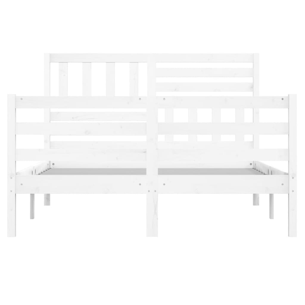 Cadre de lit Blanc Bois massif 140x200 cm Lits & cadres de lit vidaXL   