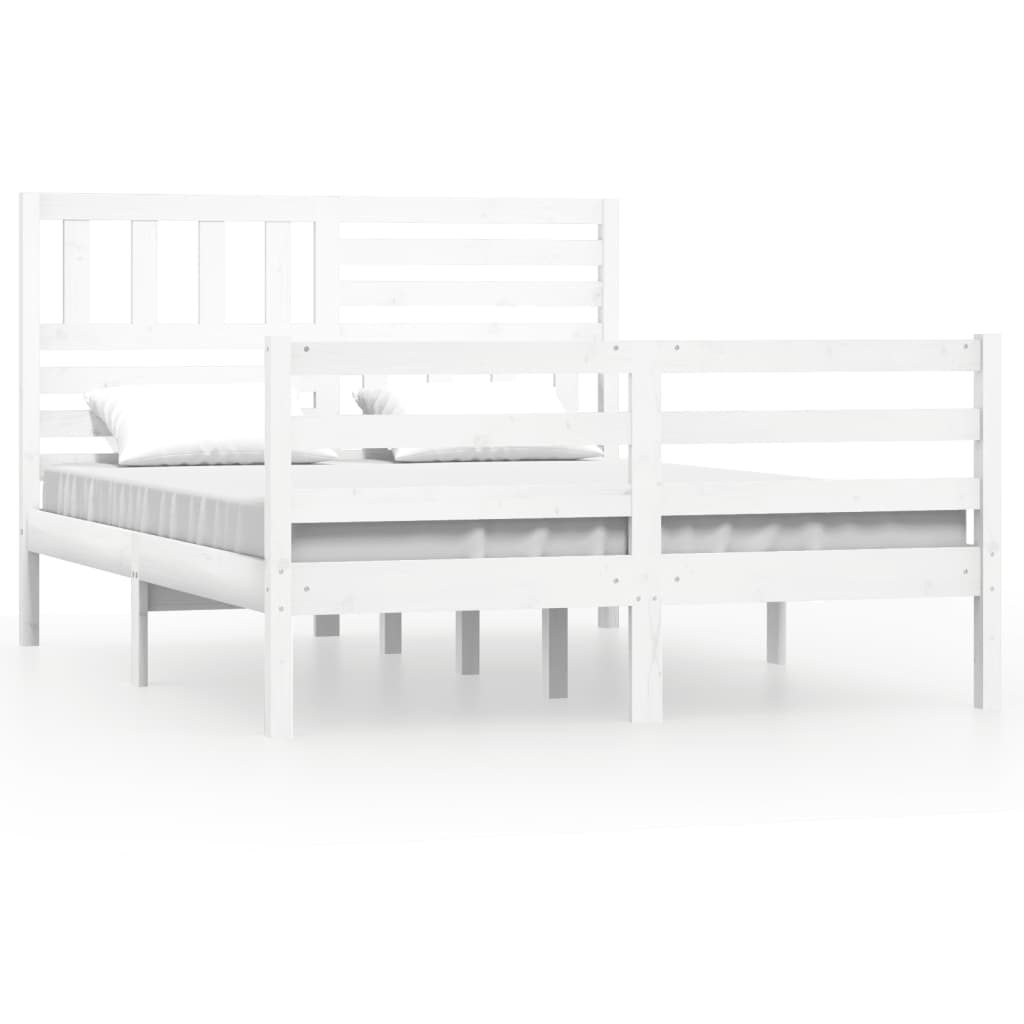 Cadre de lit Blanc Bois massif 160x200 cm Lits & cadres de lit vidaXL   