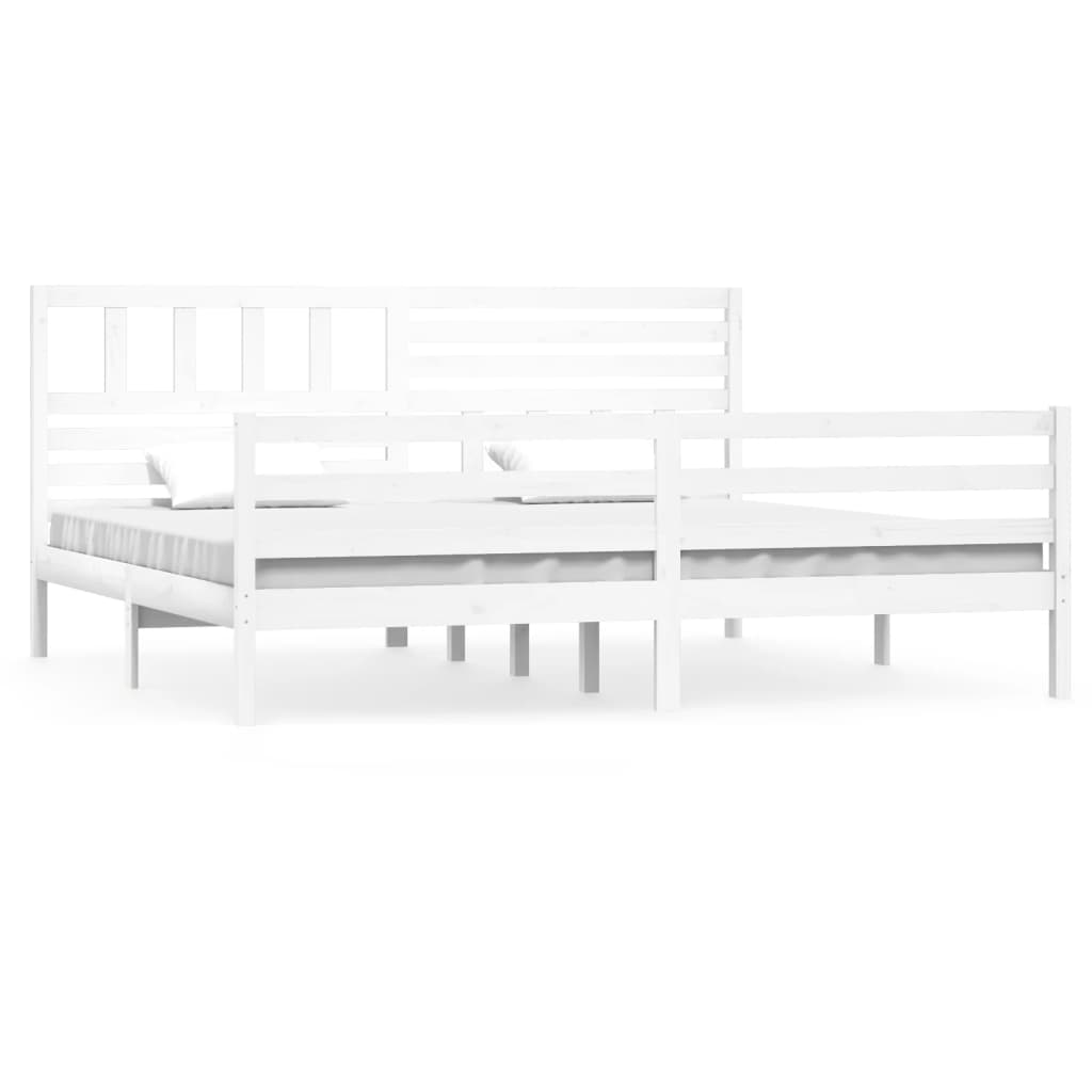 Cadre de lit Blanc 180x200 cm Super King Bois massif Lits & cadres de lit vidaXL   