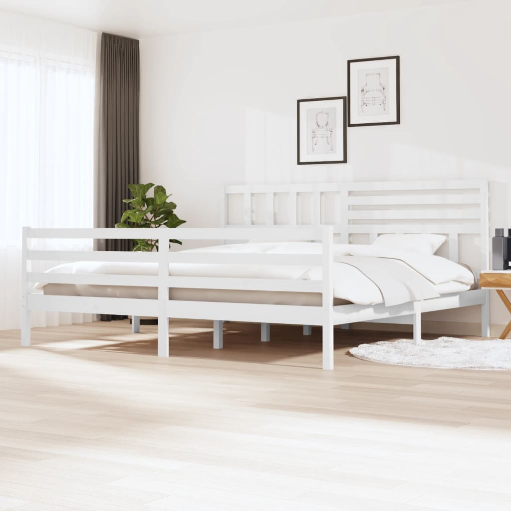 Cadre de lit Blanc 180x200 cm Super King Bois massif Lits & cadres de lit vidaXL   