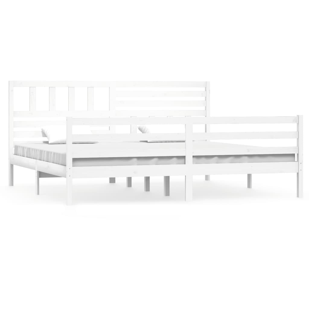 Cadre de lit Blanc Bois massif 200x200 cm Lits & cadres de lit vidaXL   