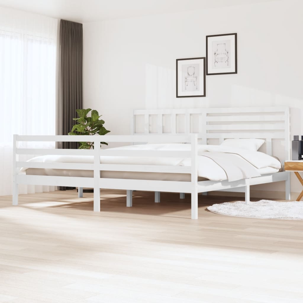 Cadre de lit Blanc Bois massif 200x200 cm Lits & cadres de lit vidaXL   