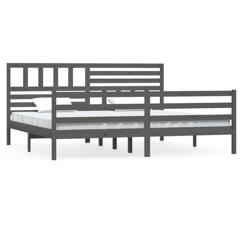 Cadre de lit Gris Bois massif 200x200 cm Lits & cadres de lit vidaXL   