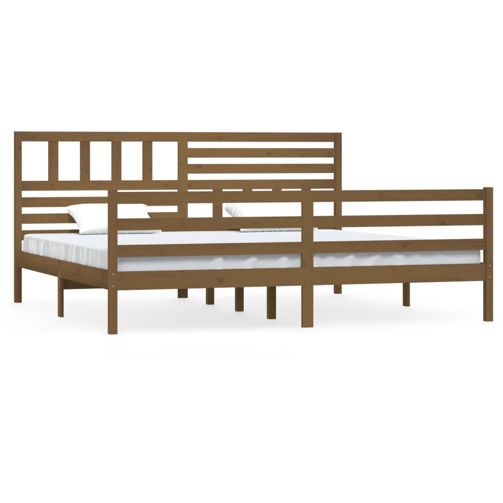 Cadre de lit Marron miel Bois massif 200x200 cm Lits & cadres de lit vidaXL   