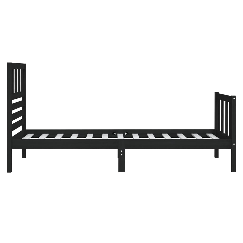 Cadre de lit Noir 75x190 cm Petit simple Bois massif Lits & cadres de lit vidaXL   