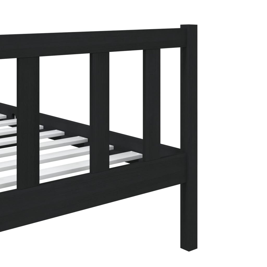 Cadre de lit Noir 75x190 cm Petit simple Bois massif Lits & cadres de lit vidaXL   