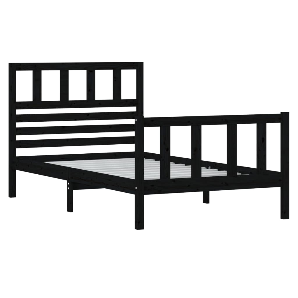 Cadre de lit Noir 90x190 cm Simple Bois massif Lits & cadres de lit vidaXL   