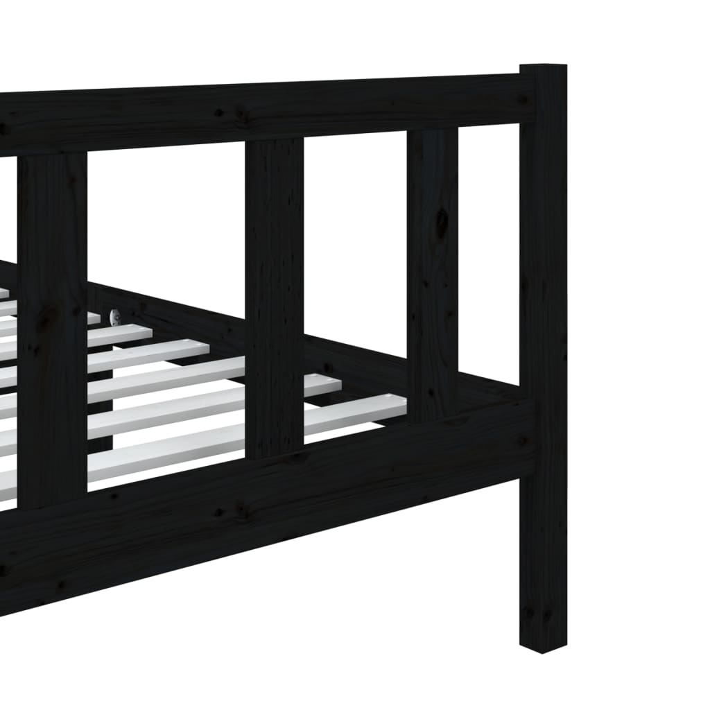 Cadre de lit Noir 90x190 cm Simple Bois massif Lits & cadres de lit vidaXL   