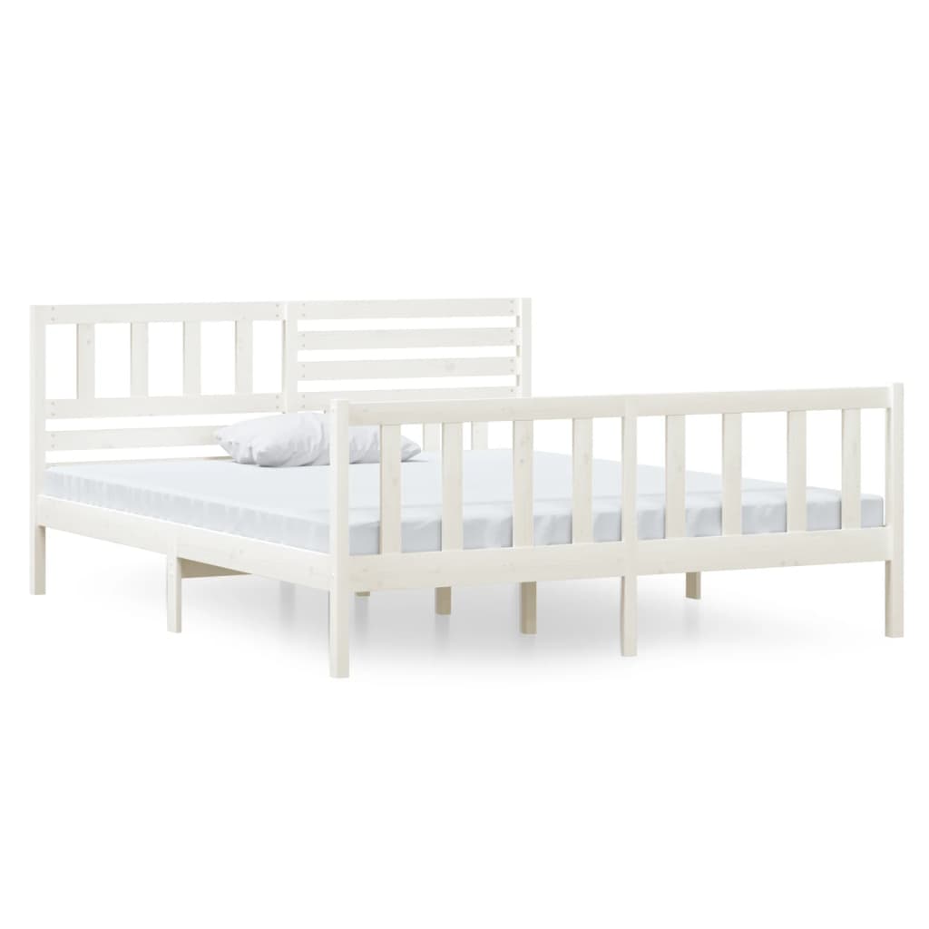 Cadre de lit Blanc Bois massif 140x190 cm Lits & cadres de lit vidaXL   