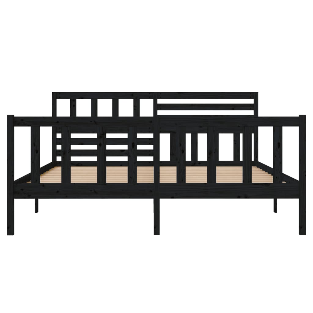 Cadre de lit Noir Bois massif 140x190 cm Lits & cadres de lit vidaXL   