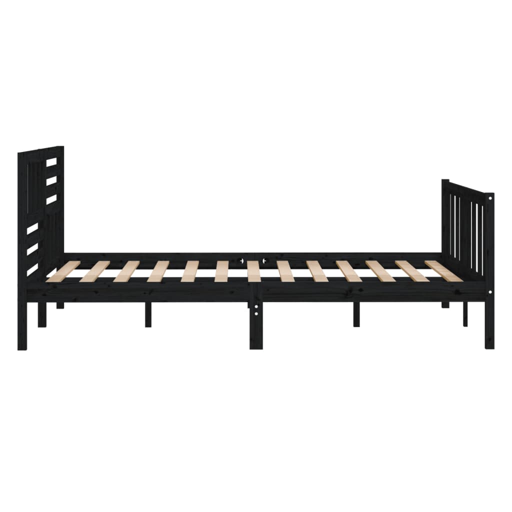 Cadre de lit Noir Bois massif 140x190 cm Lits & cadres de lit vidaXL   