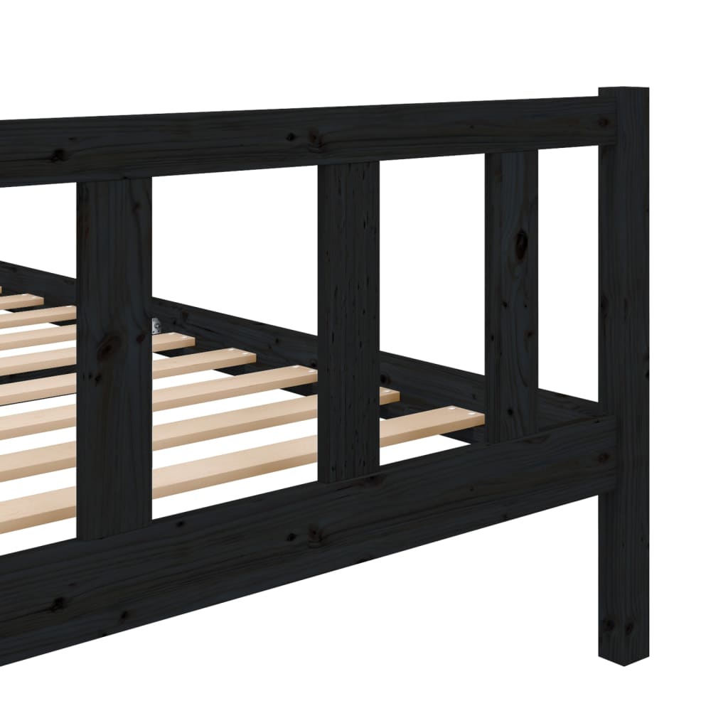 Cadre de lit Noir Bois massif 140x190 cm Lits & cadres de lit vidaXL   