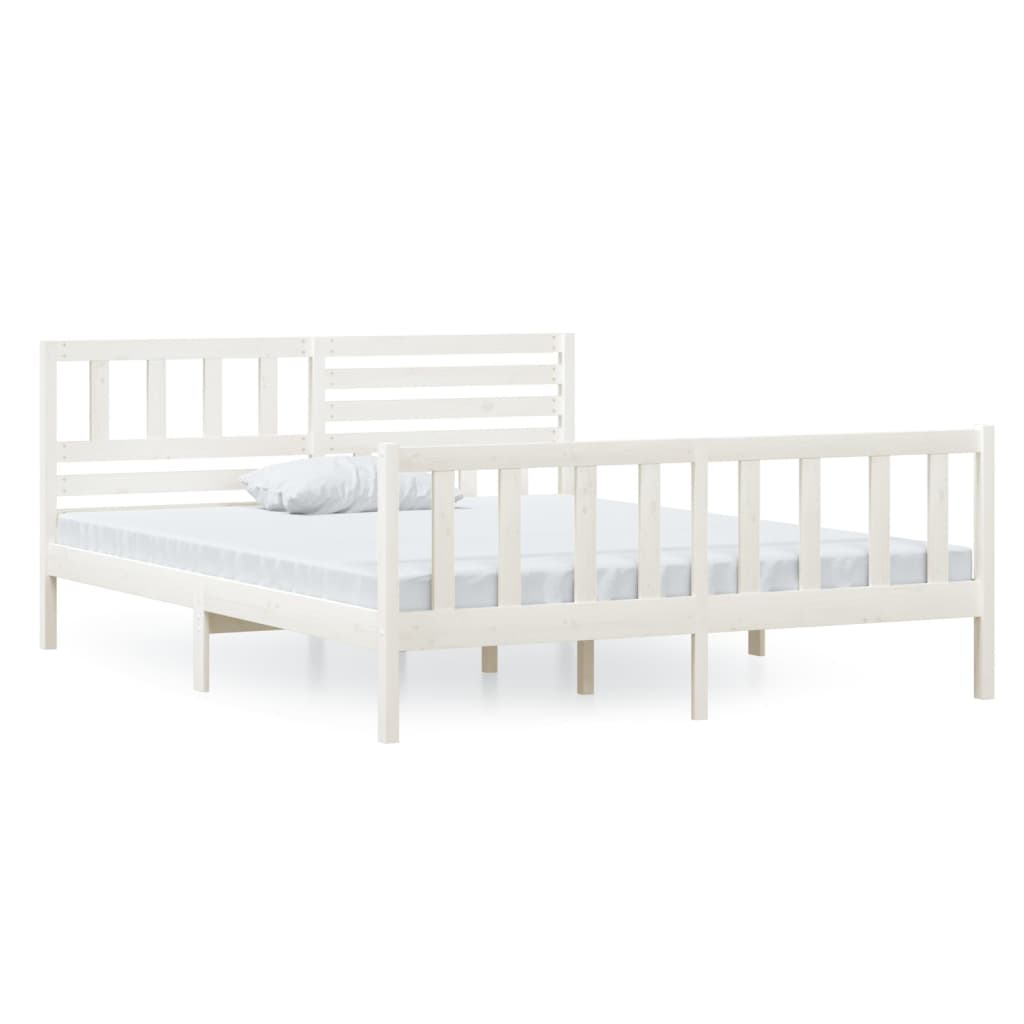 Cadre de lit Blanc Bois massif 120x200 cm Lits & cadres de lit vidaXL   