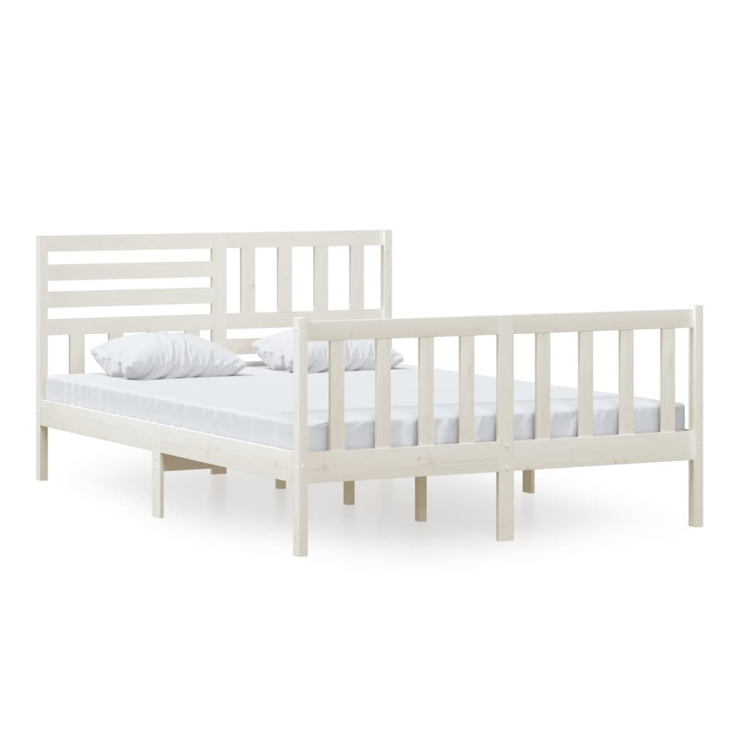 Cadre de lit Blanc Bois massif 140x200 cm Lits & cadres de lit vidaXL   