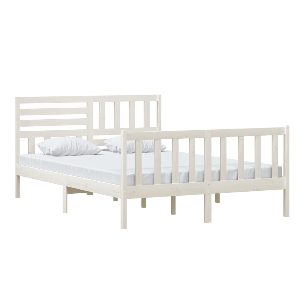 Cadre de lit Blanc Bois massif 140x200 cm Lits & cadres de lit vidaXL   