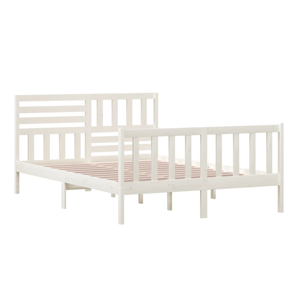 Cadre de lit Blanc Bois massif 140x200 cm Lits & cadres de lit vidaXL   