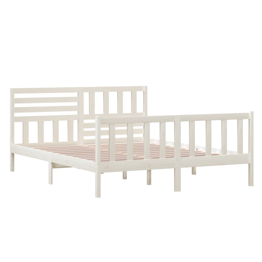 Cadre de lit Blanc Bois massif 160x200 cm Lits & cadres de lit vidaXL   