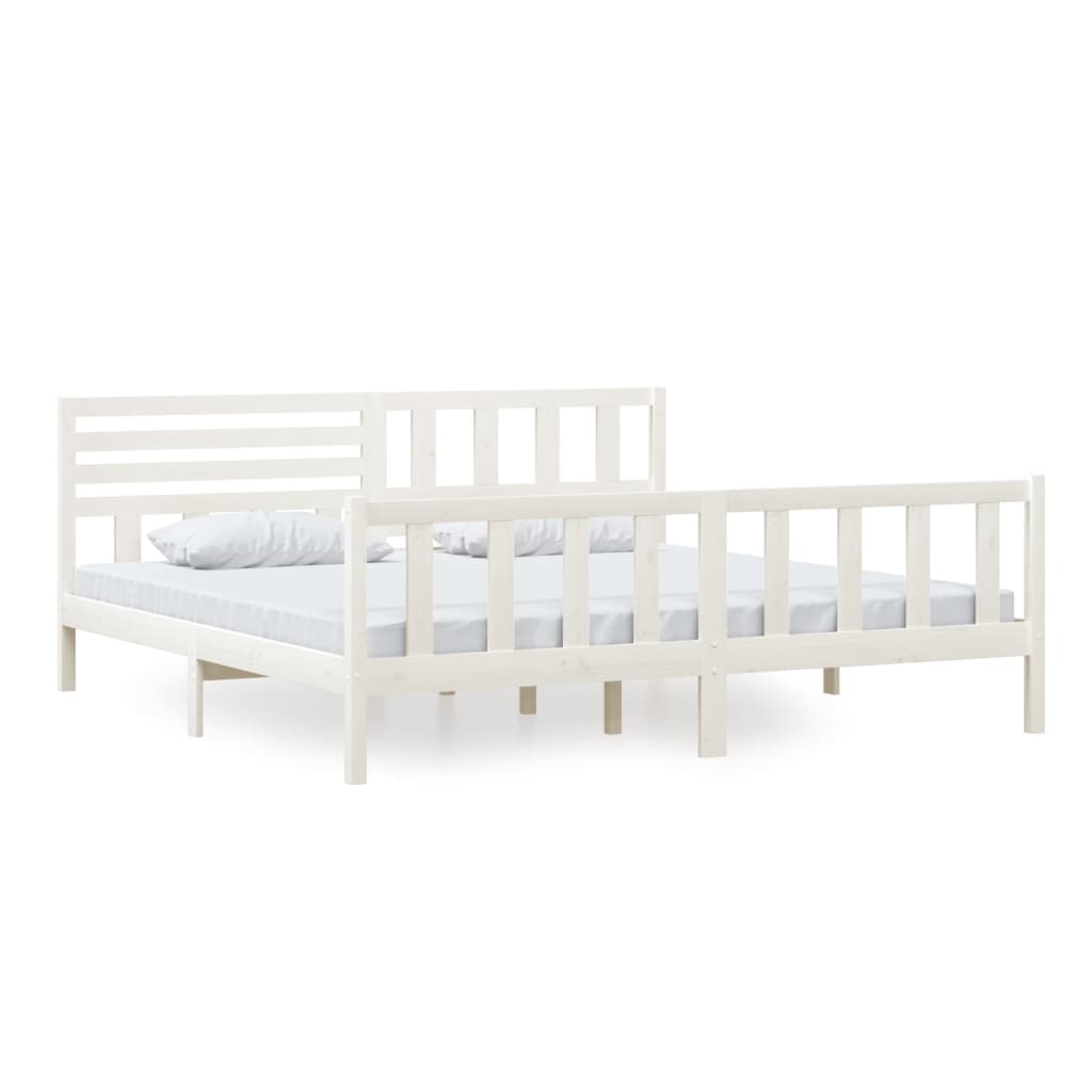 Cadre de lit Blanc Bois massif 200x200 cm Lits & cadres de lit vidaXL   