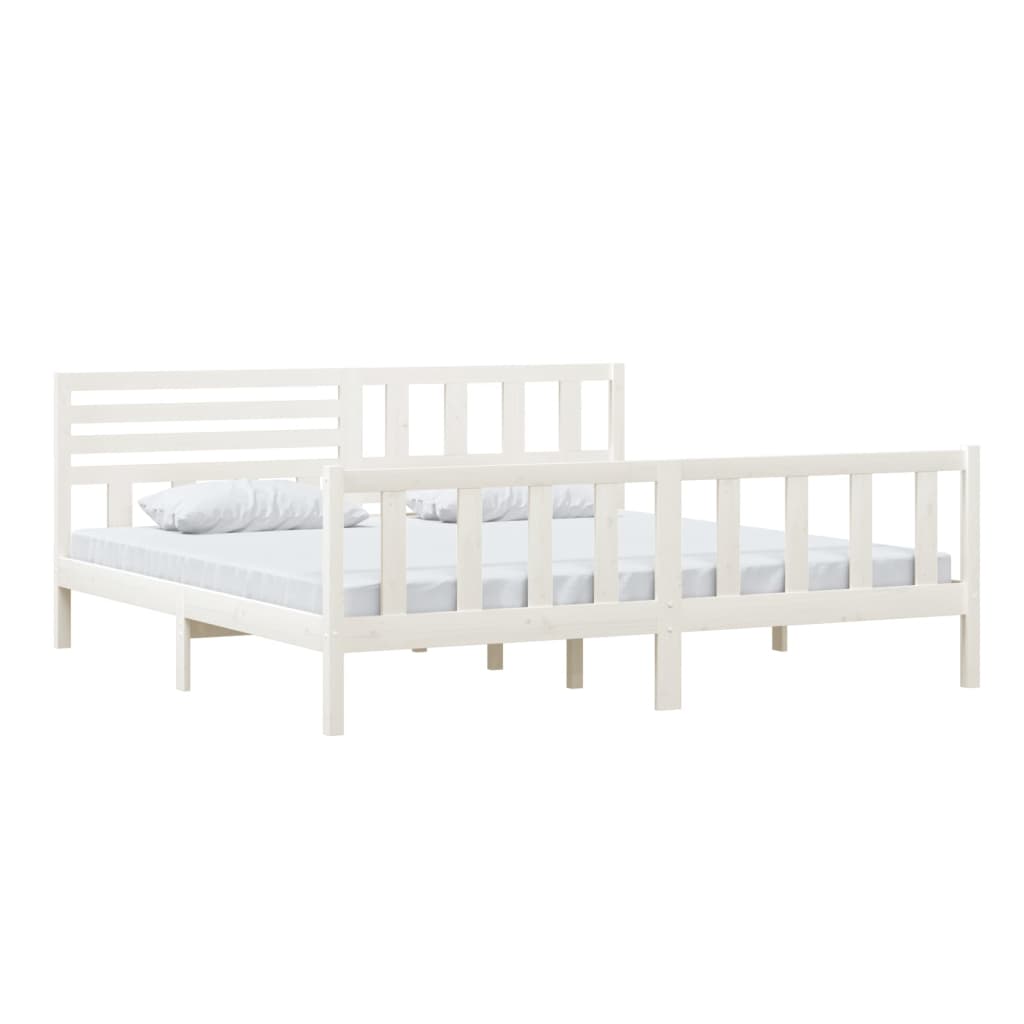 Cadre de lit Blanc Bois massif 200x200 cm Lits & cadres de lit vidaXL   