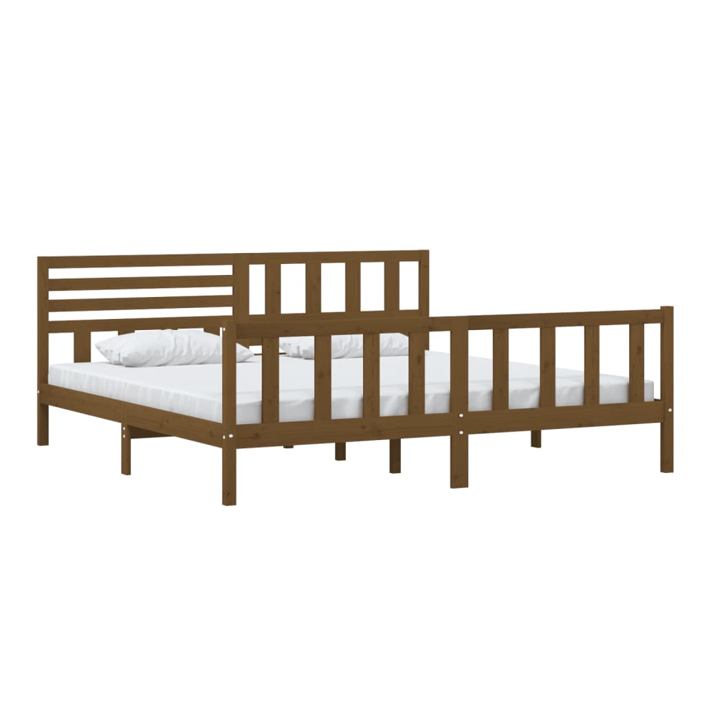 Cadre de lit Marron miel Bois massif 200x200 cm Lits & cadres de lit vidaXL   