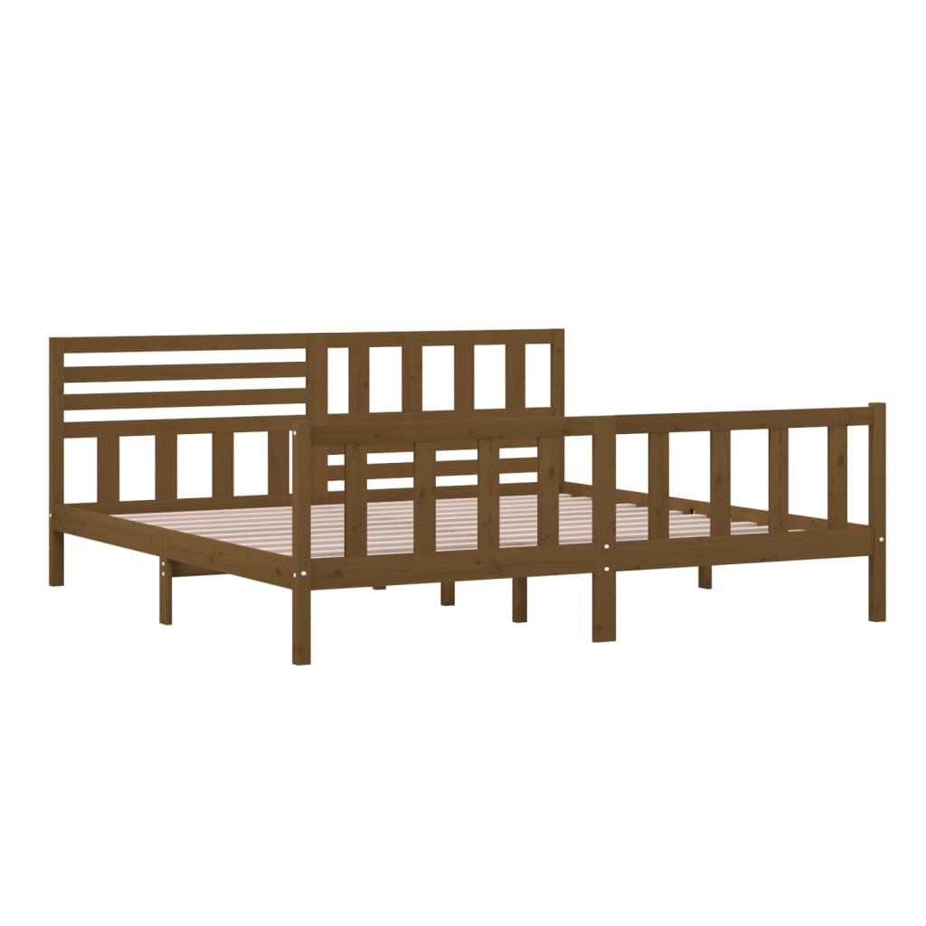 Cadre de lit Marron miel Bois massif 200x200 cm Lits & cadres de lit vidaXL   