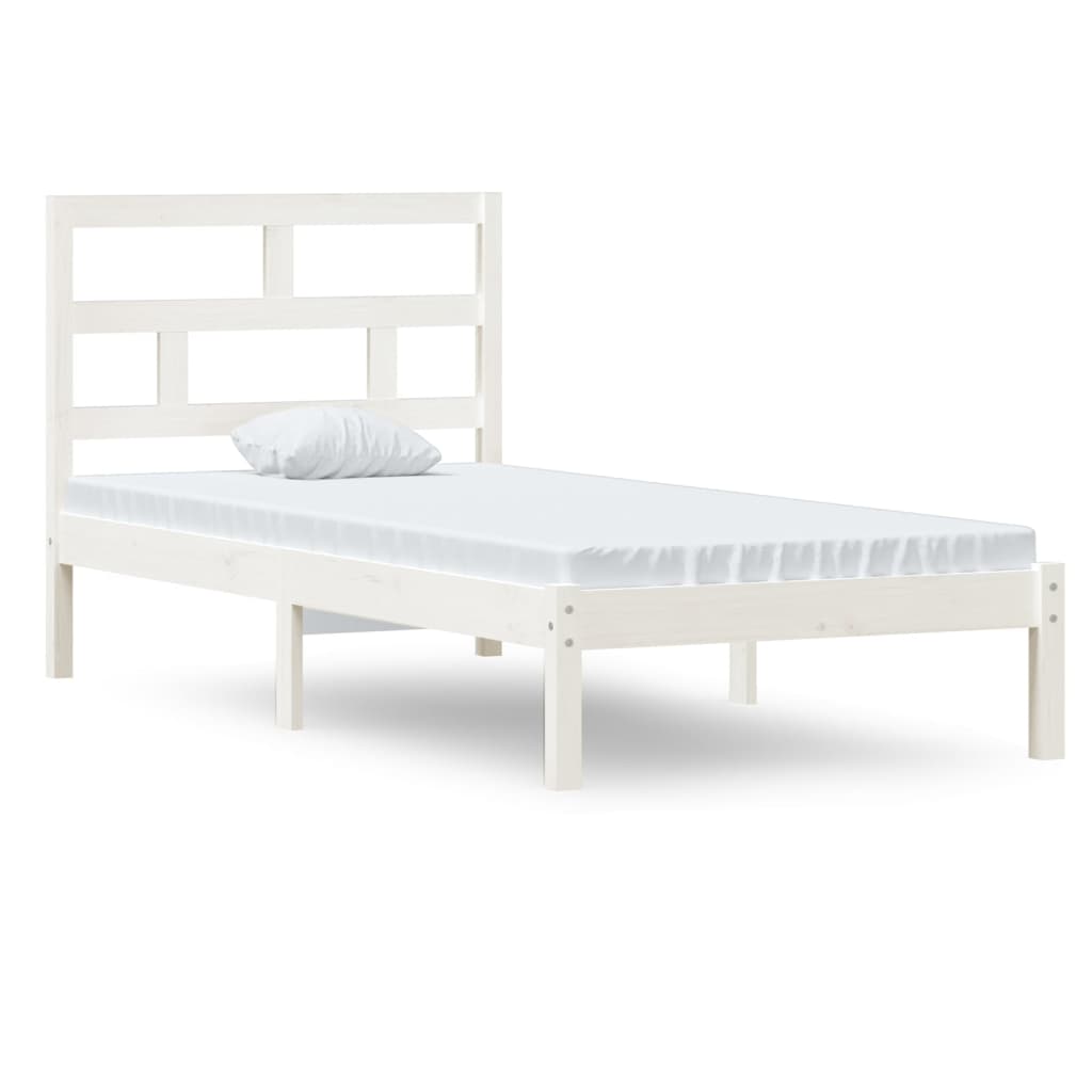 Cadre de lit Blanc 90x190 cm Simple Bois massif Lits & cadres de lit vidaXL   