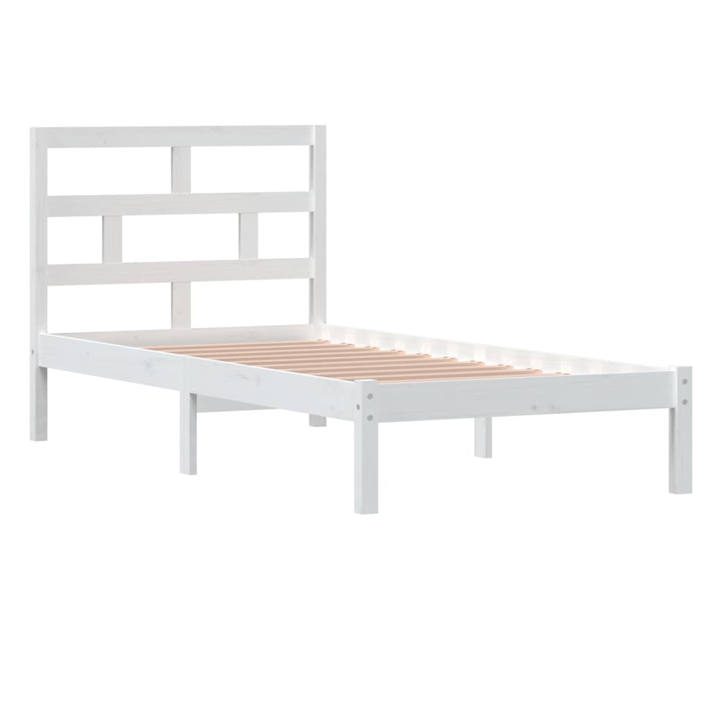 Cadre de lit Blanc 90x190 cm Simple Bois massif Lits & cadres de lit vidaXL   