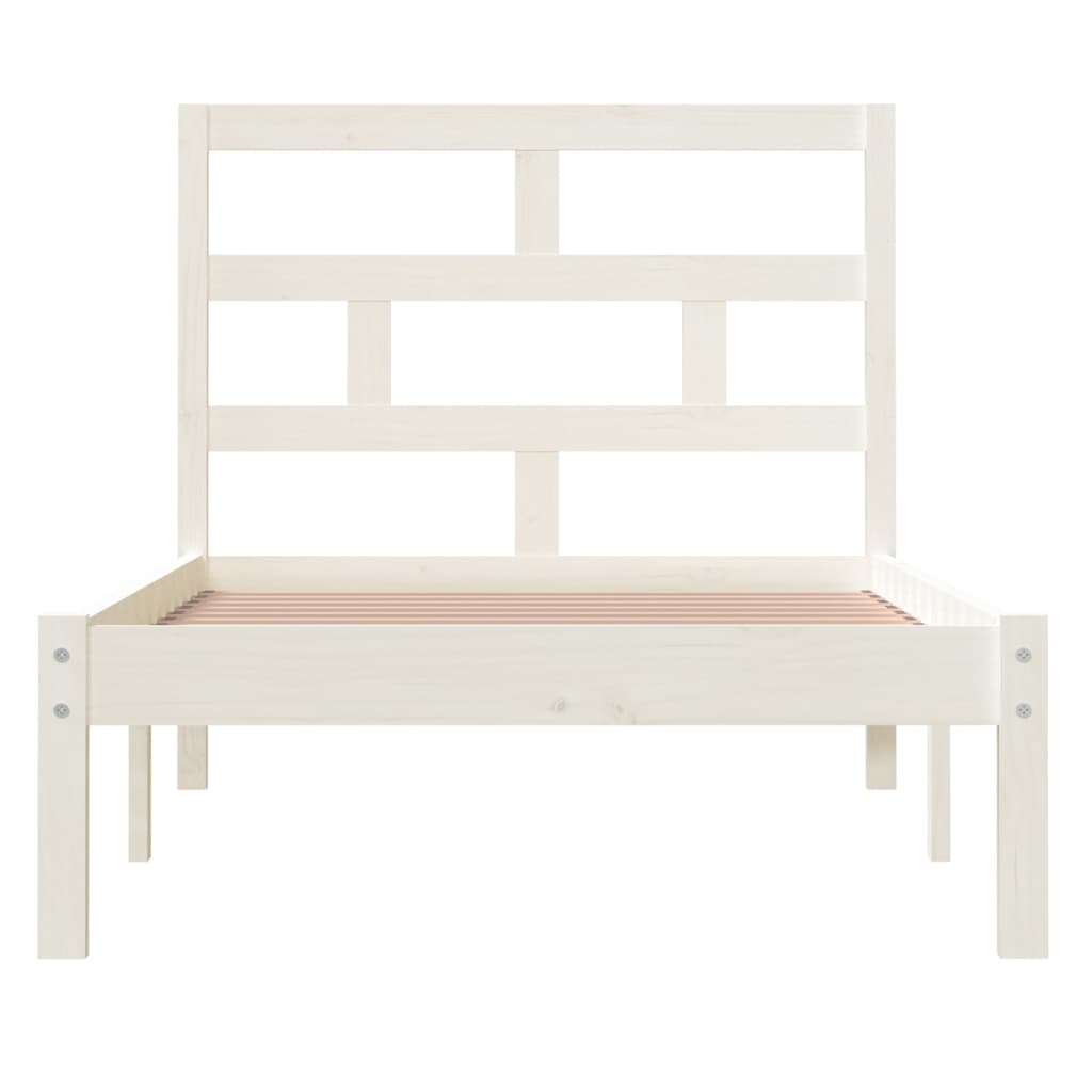 Cadre de lit Blanc 90x190 cm Simple Bois massif Lits & cadres de lit vidaXL   