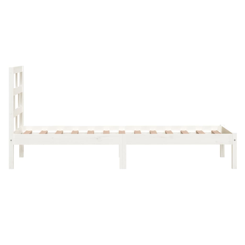 Cadre de lit Blanc 90x190 cm Simple Bois massif Lits & cadres de lit vidaXL   